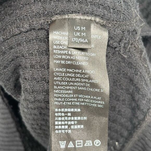 Free People We The Free Waffle Knit Oversized Long Sleeve Top Black Size Medium - Picture 9 of 9